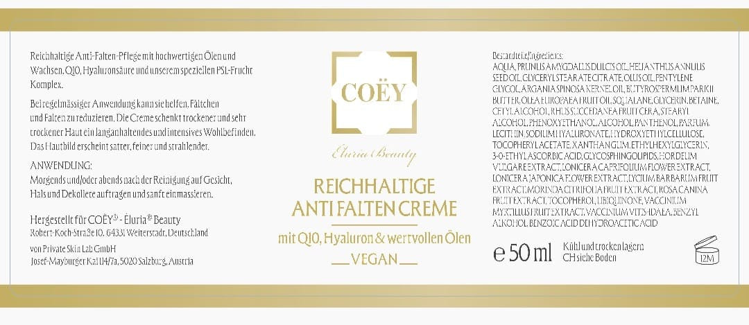 Anti-Falten-Creme mit Q10 & Hyaluron – Eluria by COËY