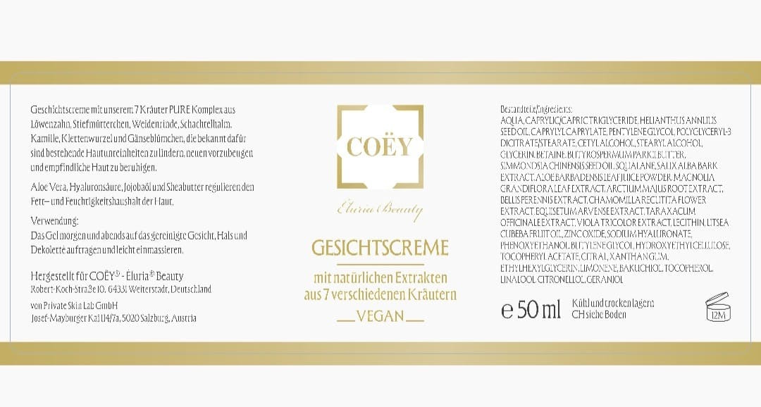 Gesichtscreme für empfindliche & normale Haut – Eluria by COËY